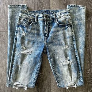 AE Young Money Stacked Skinny Blue Jeans